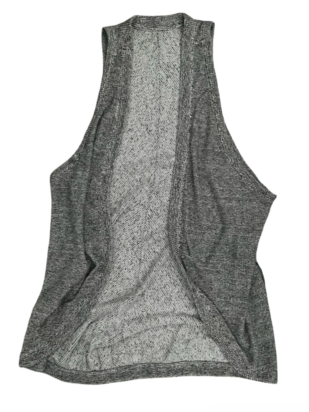 Vintage Havana Gray Marled Open Front Cardigan Vest Sleeveless Top Size L